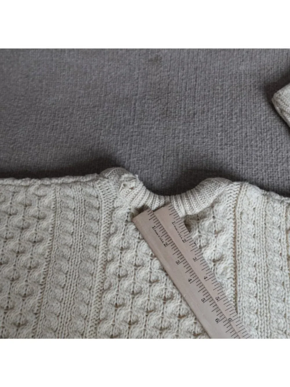 Irish Homecraft Mens Sweater Large Beige 100% Oiled Wool Made in Ireland
